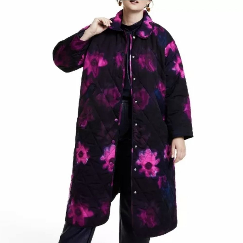 Women's Floral Print Quilted Jacket - Picture 15 of 17
